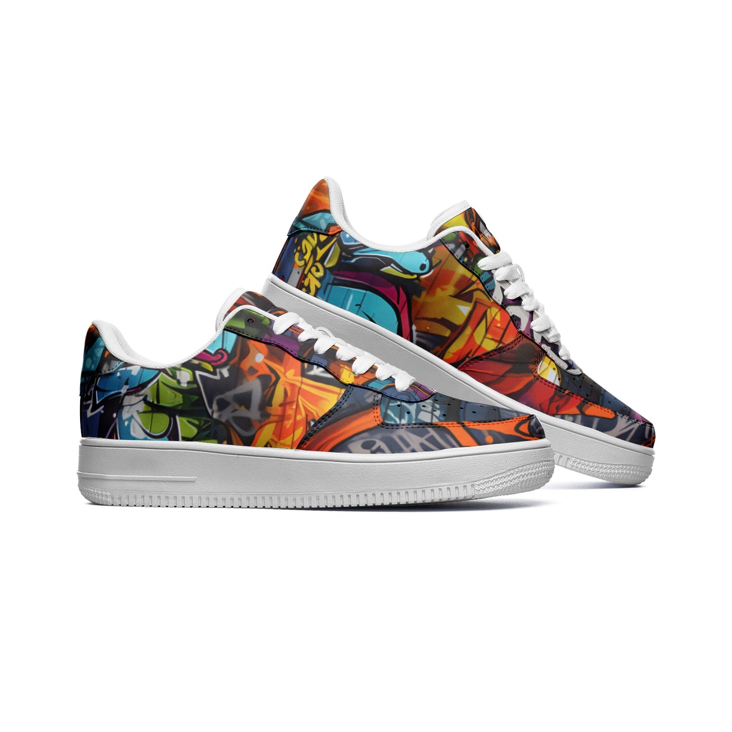 Graffiti Sneakers, Graffiti Drips Street Wall Art Paiting, Unisex Low Top Leather Sneakers