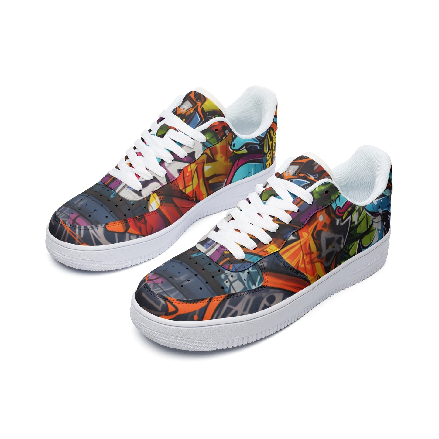 Graffiti Sneakers, Graffiti Drips Street Wall Art Paiting, Unisex Low Top Leather Sneakers