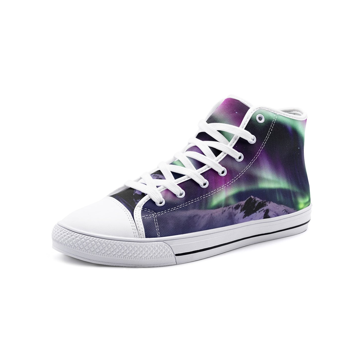 Aurora Borealis Sneakers, Northern Lights, Unisex High Top Canvas Shoes