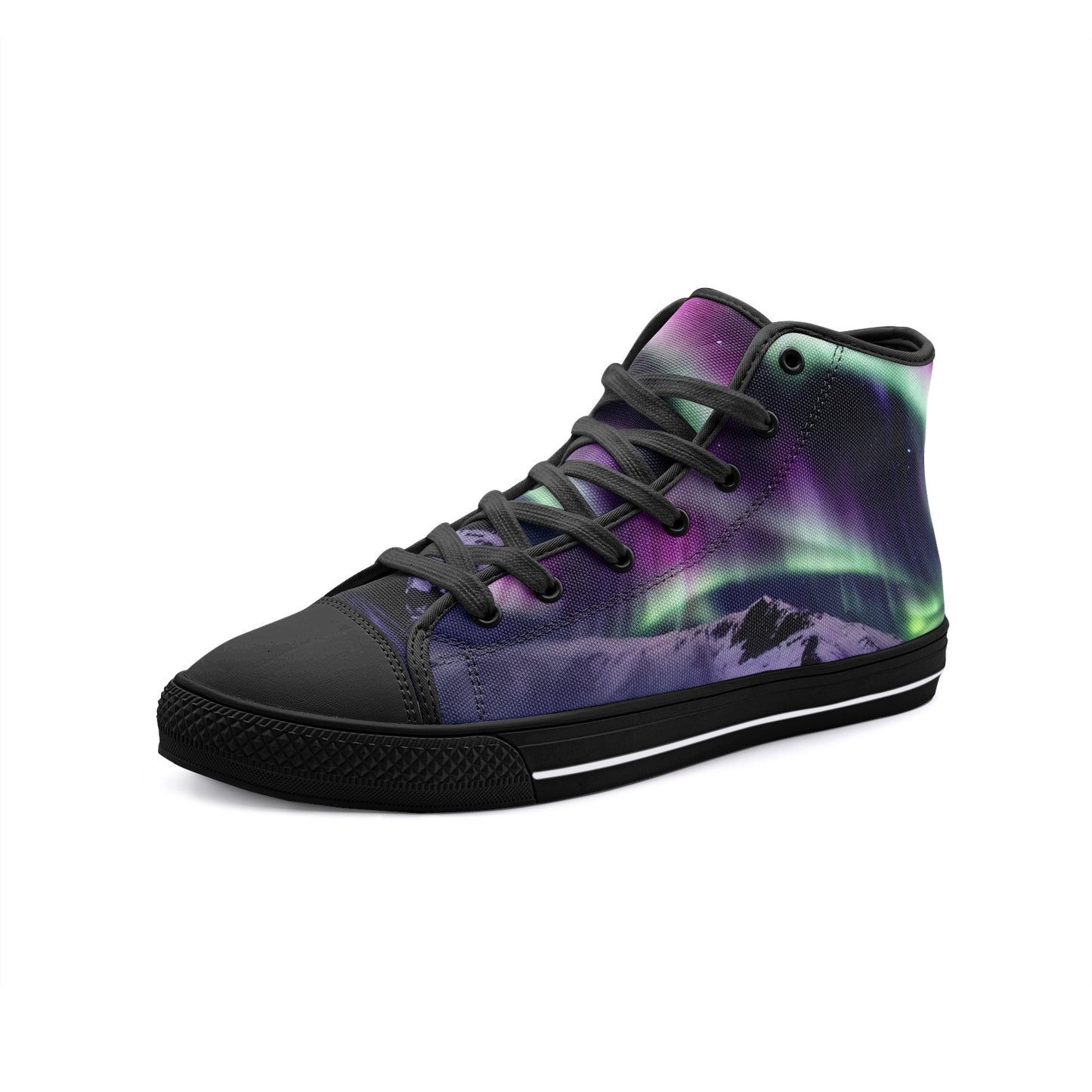 Aurora Borealis Sneakers, Northern Lights, Unisex High Top Canvas Shoes