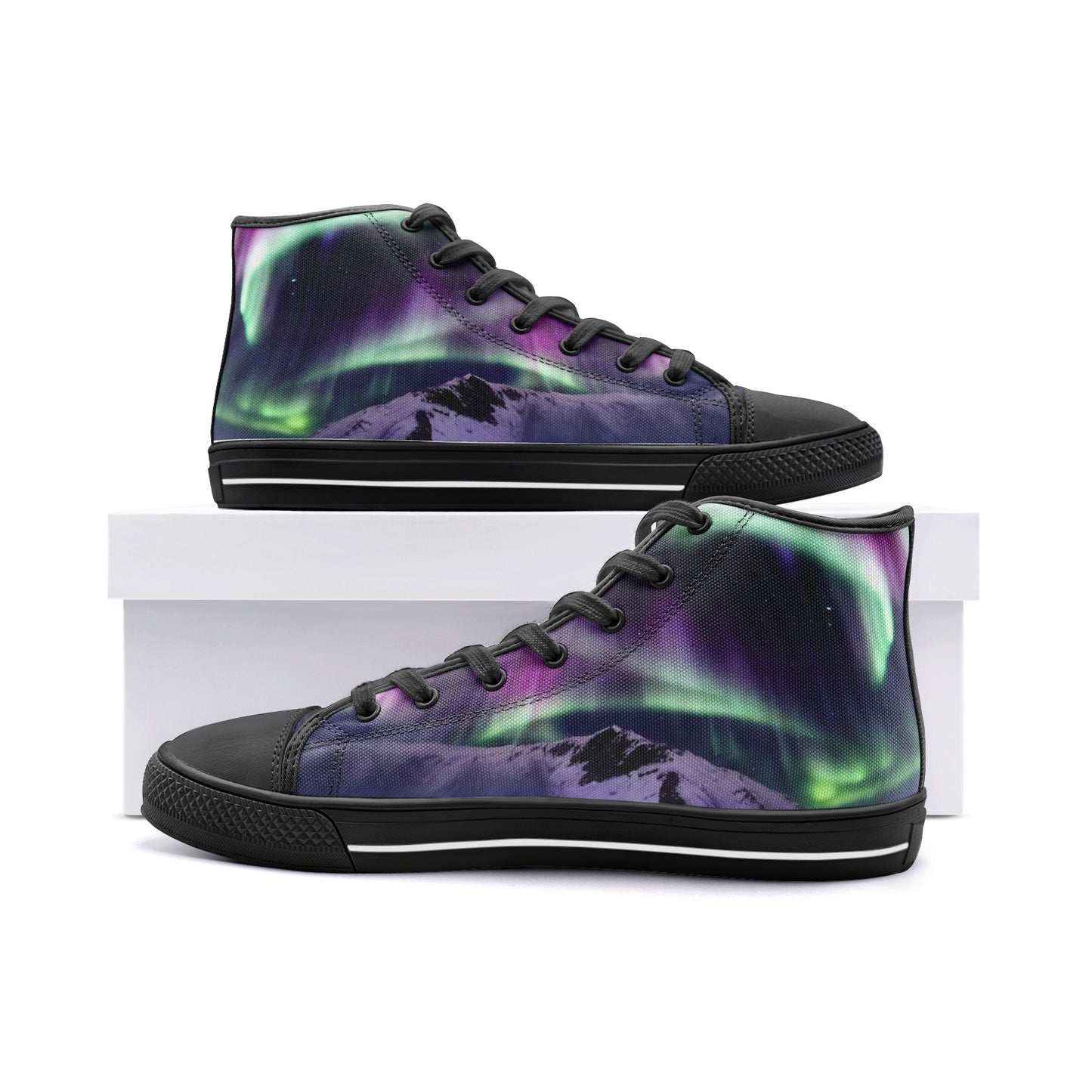 Aurora Borealis Sneakers, Northern Lights, Unisex High Top Canvas Shoes