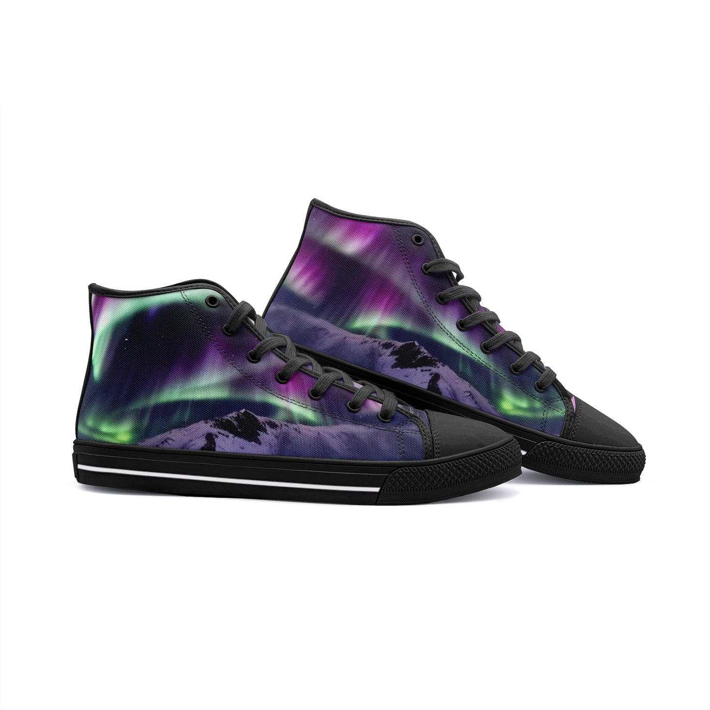 Aurora Borealis Sneakers, Northern Lights, Unisex High Top Canvas Shoes