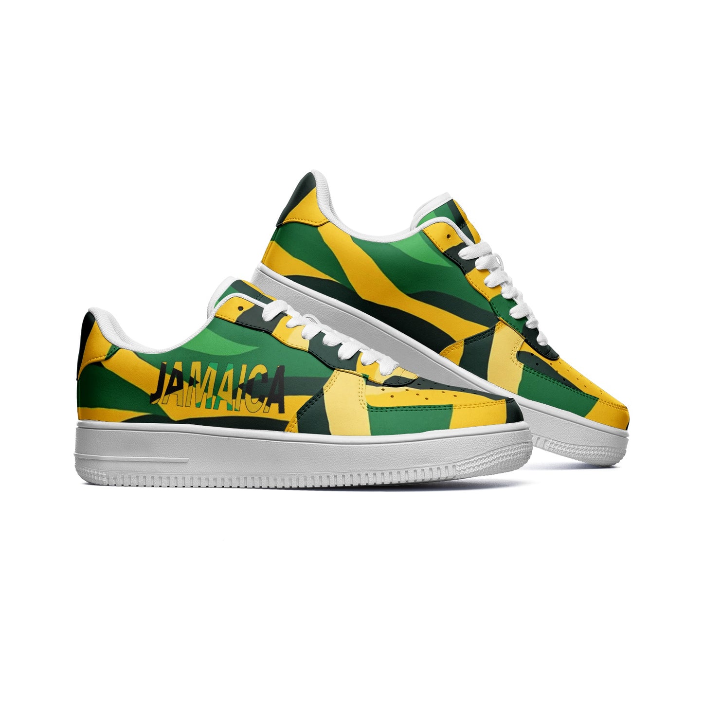 Jamaica Flag Shoes, Rasta Sneakers, Custom Shoes, Jamaican, Unisex Low Top Leather Sneakers