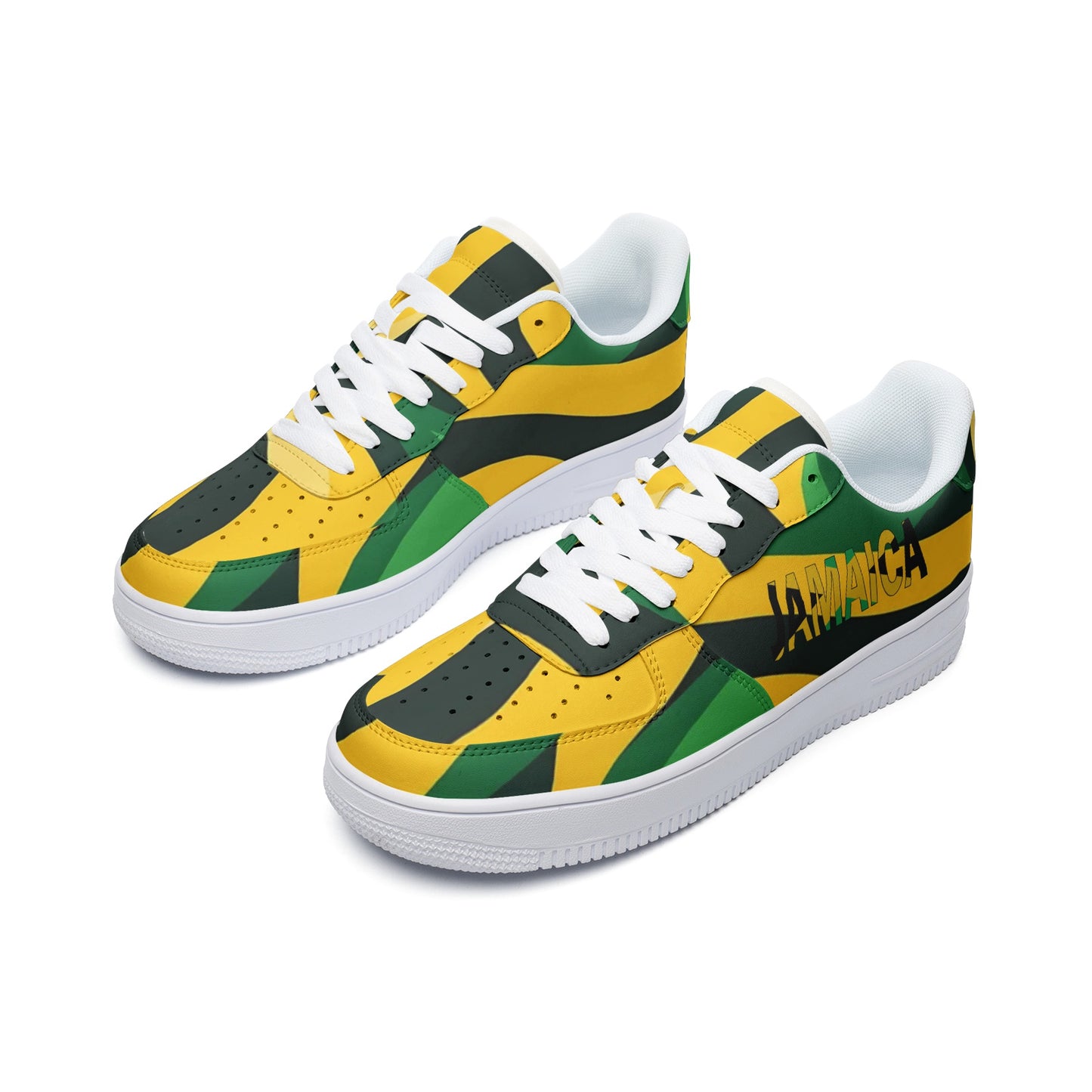 Jamaica Flag Shoes, Rasta Sneakers, Custom Shoes, Jamaican, Unisex Low Top Leather Sneakers