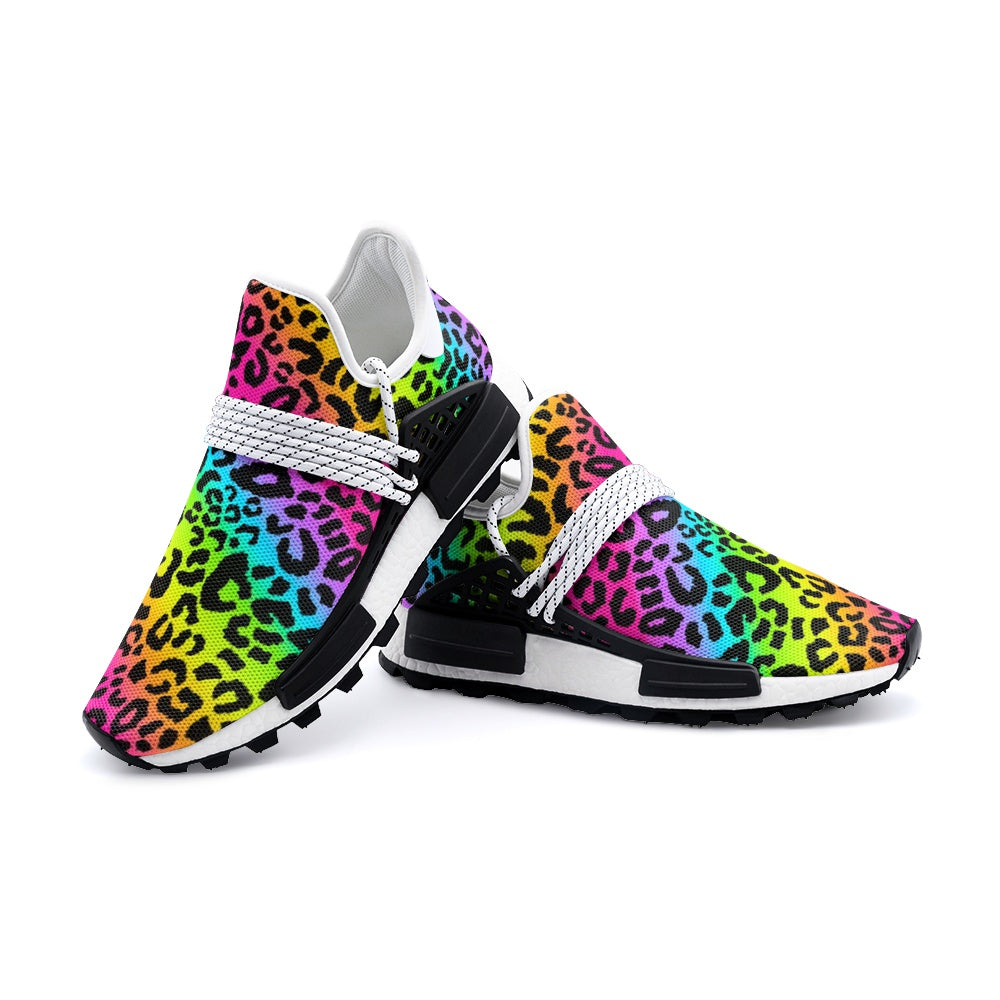 Rainbow Leopard Sneakers, Unisex Lightweight Sneaker S-1