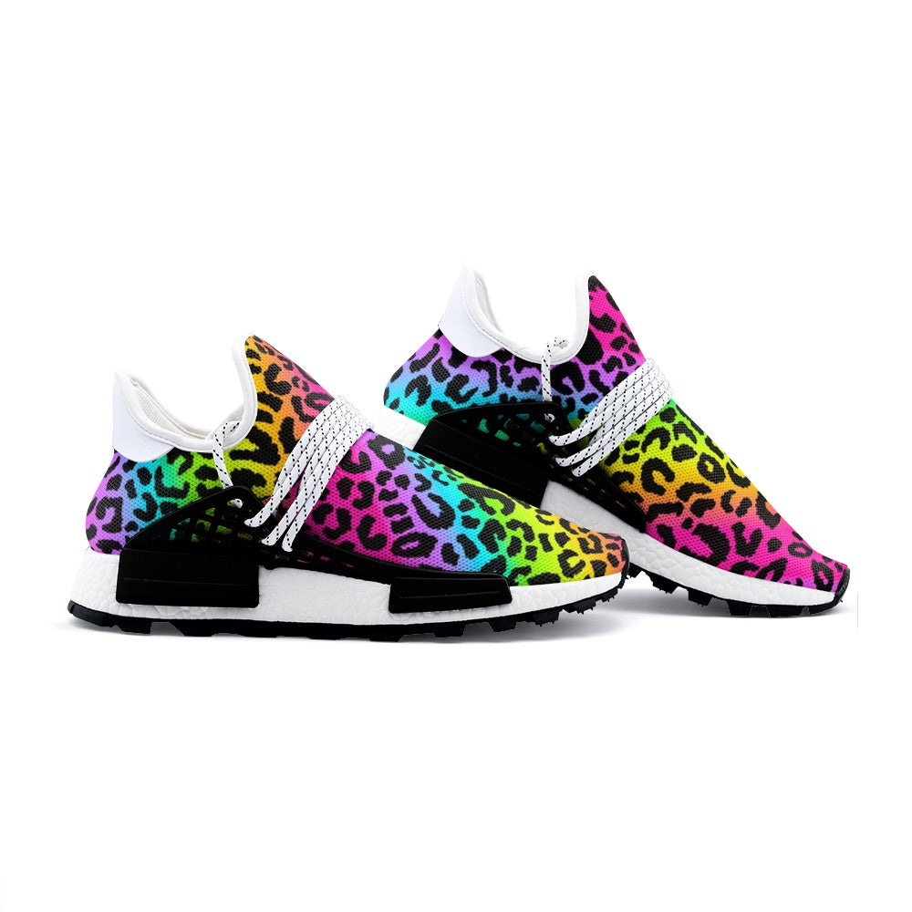 Rainbow Leopard Sneakers, Unisex Lightweight Sneaker S-1