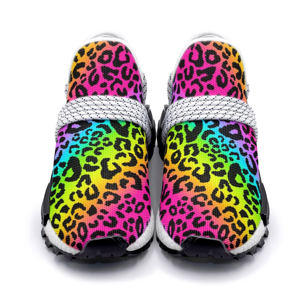 Rainbow Leopard Sneakers, Unisex Lightweight Sneaker S-1