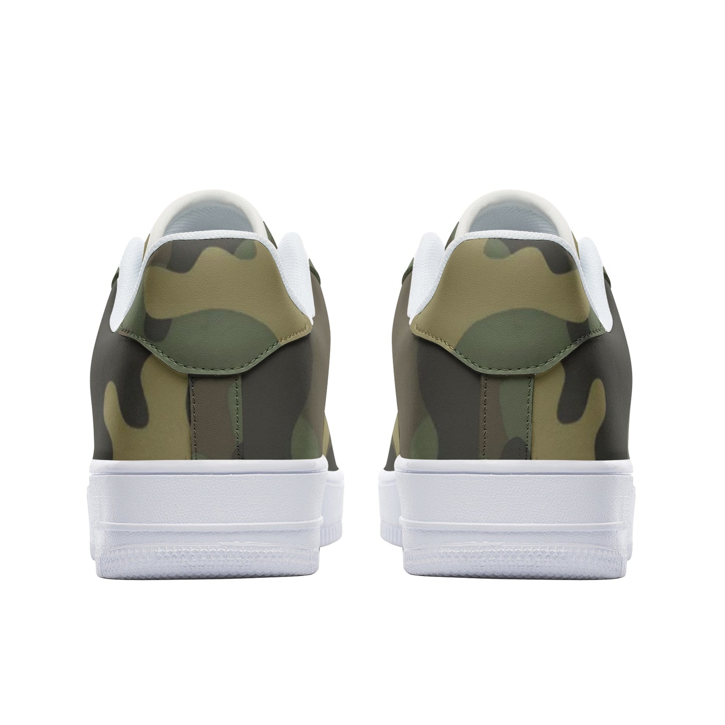 Camo Sneakers, Green Camouflage Sneakers, Camo Footwear, Military, Army, Unisex Low Top Leather Sneakers