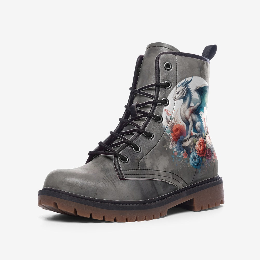 Floral Mystical Dragon Casual Leather Lightweight boots MT