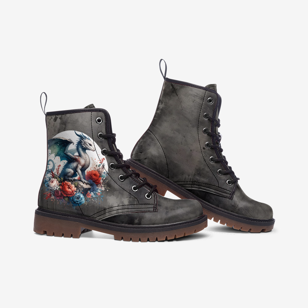 Floral Mystical Dragon Casual Leather Lightweight boots MT