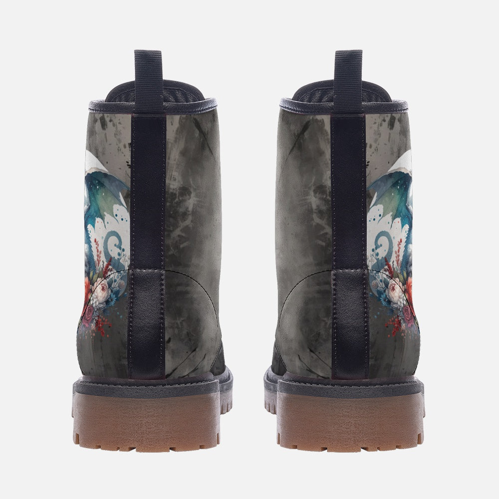 Floral Mystical Dragon Casual Leather Lightweight boots MT