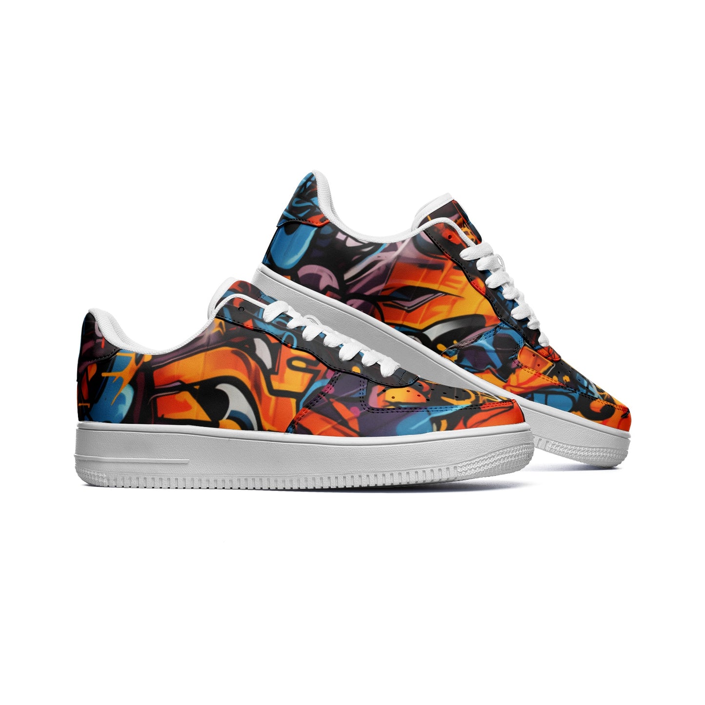 Graffiti Sneakers, Graffiti Drips Street Wall Art Paiting, Unisex Low Top Leather Sneakers