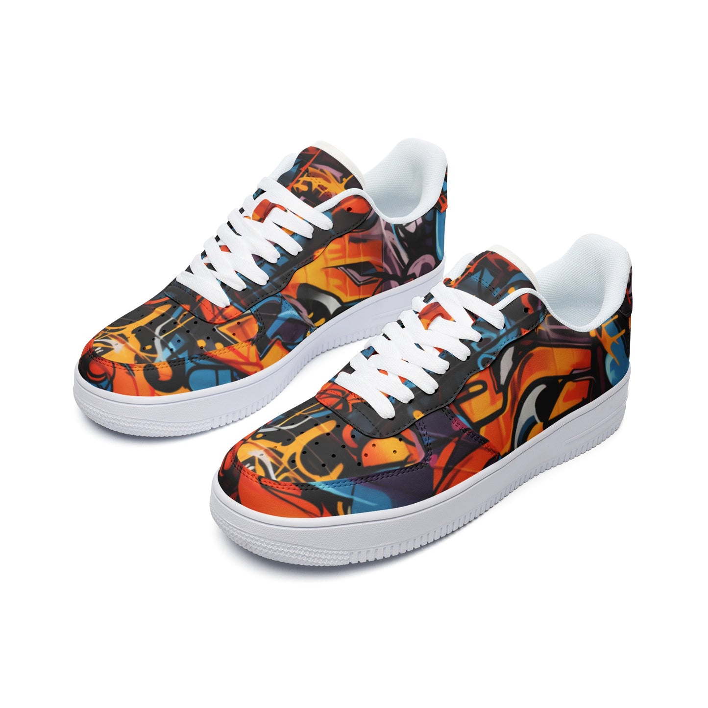 Graffiti Sneakers, Graffiti Drips Street Wall Art Paiting, Unisex Low Top Leather Sneakers