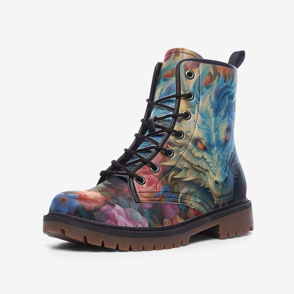 Floral Mystical Dragon Casual Leather Lightweight boots MT