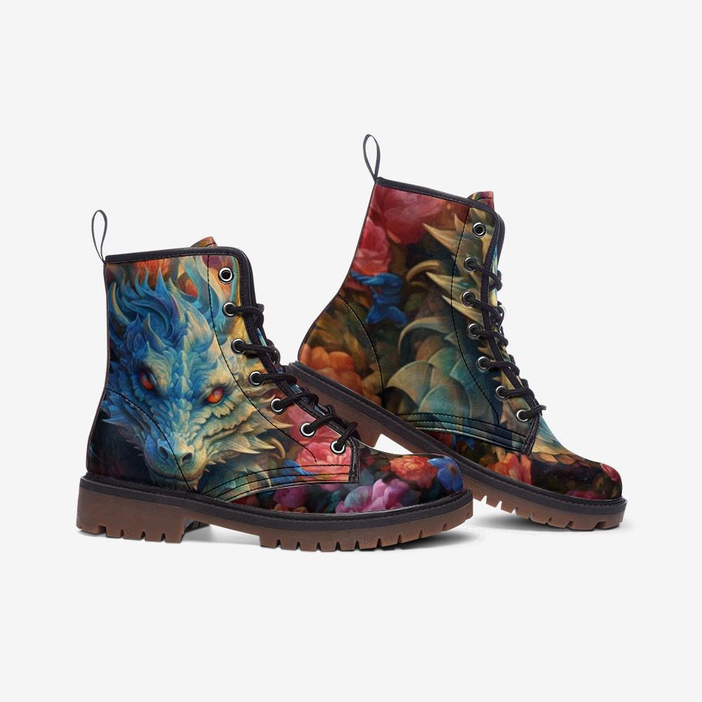 Floral Mystical Dragon Casual Leather Lightweight boots MT