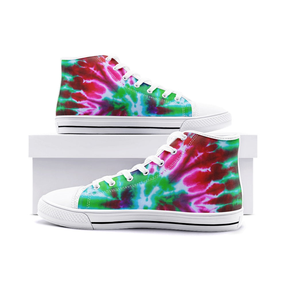 Tie Dye Sneakers, Unisex High Top Canvas Shoes