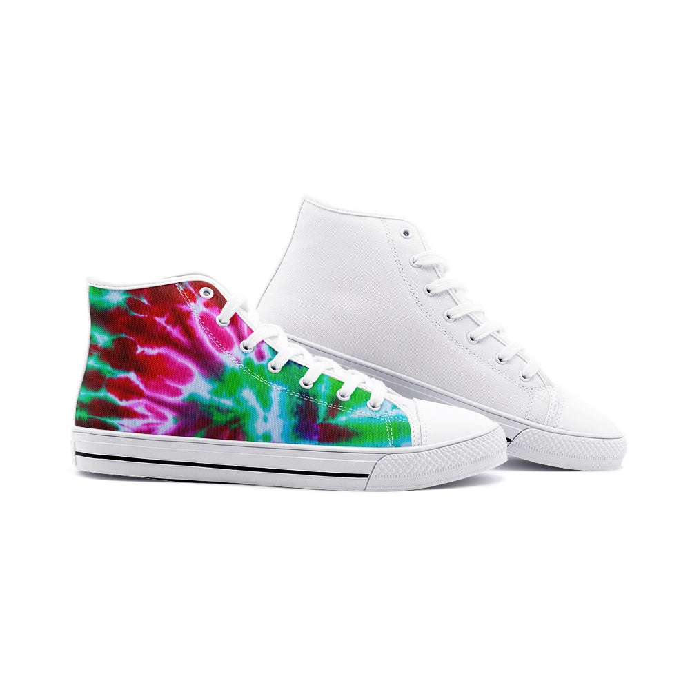 Tie Dye Sneakers, Unisex High Top Canvas Shoes