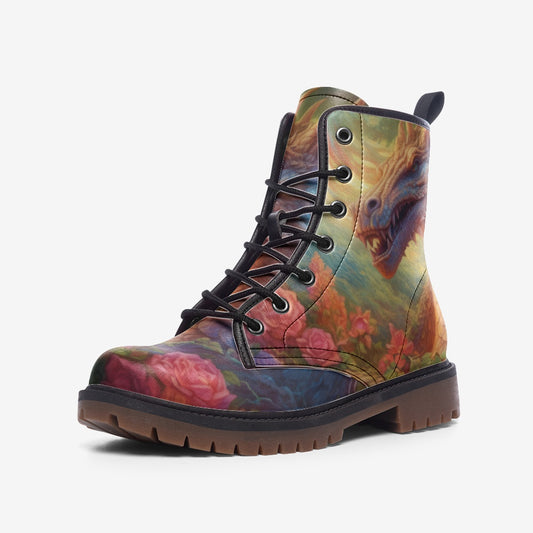 Floral Mystical Dragon Casual Leather Lightweight boots MT