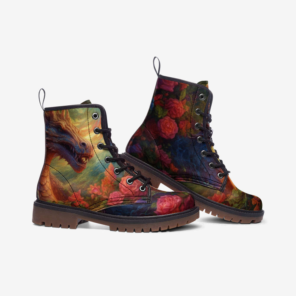 Floral Mystical Dragon Casual Leather Lightweight boots MT