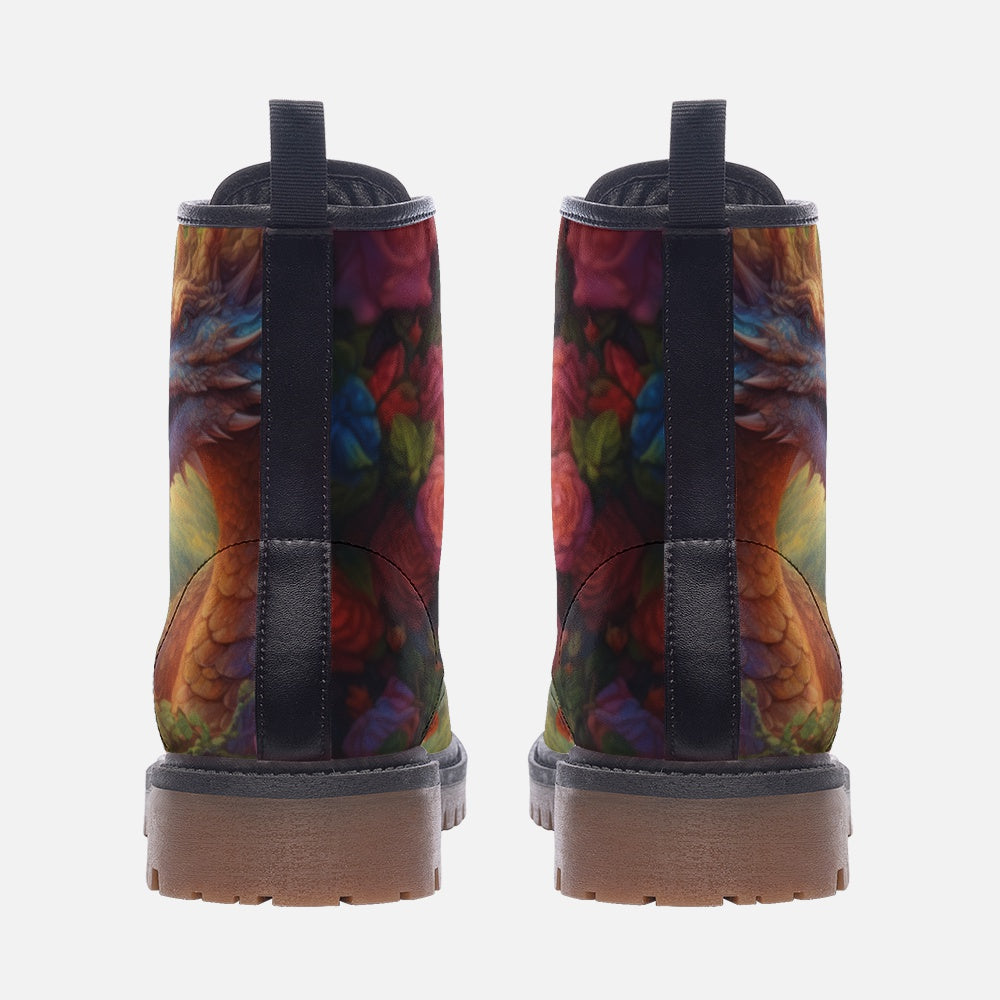 Floral Mystical Dragon Casual Leather Lightweight boots MT